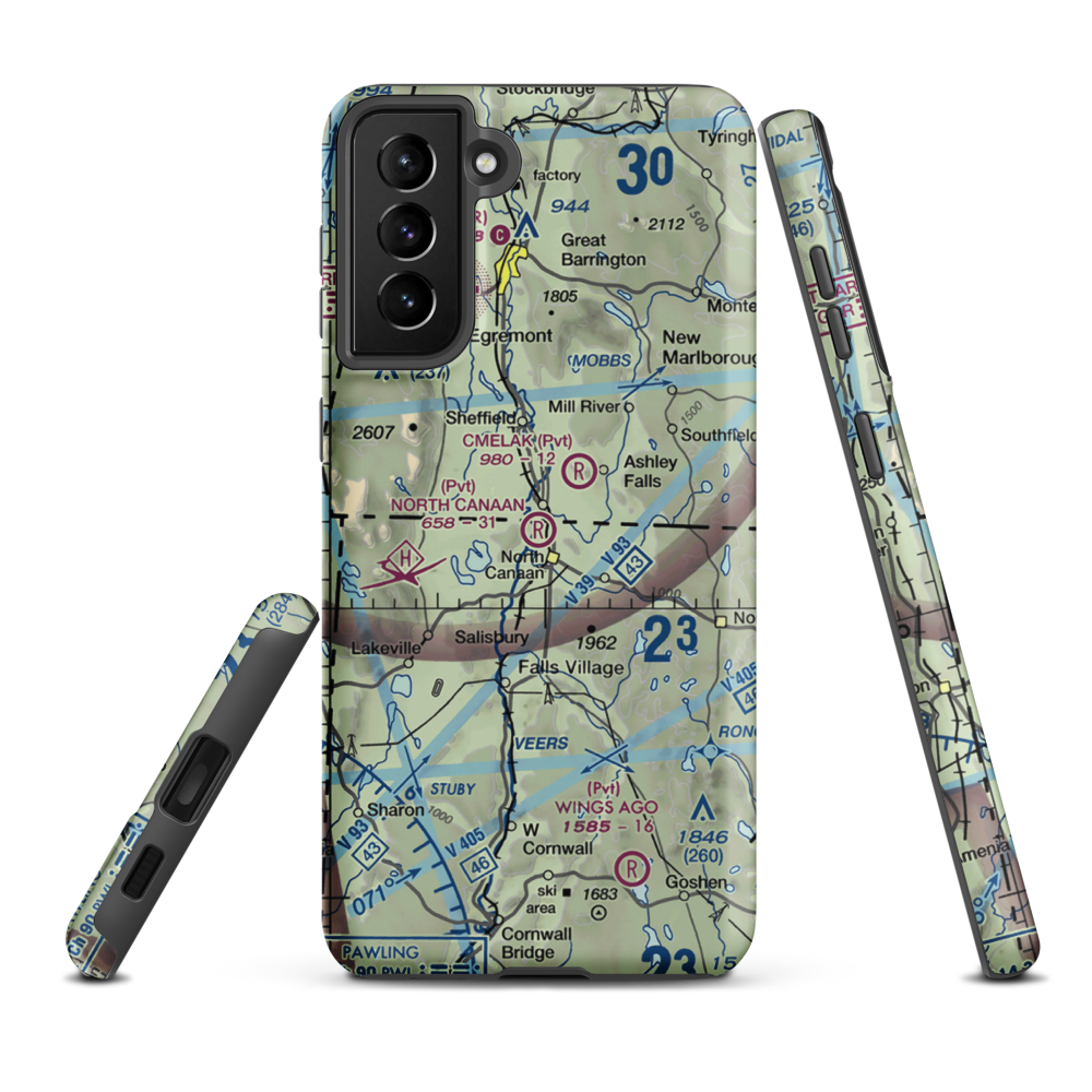 North Canaan Aviation Facilities Inc Airport (CT24) VFR Sectional Samsung Phone Case Samsung Galaxy S21 Plus model shown