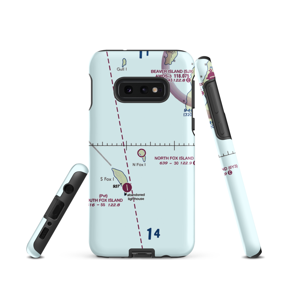 North Fox Island Airport (6Y3) VFR Sectional Samsung Phone Case Samsung Galaxy S10e model shown