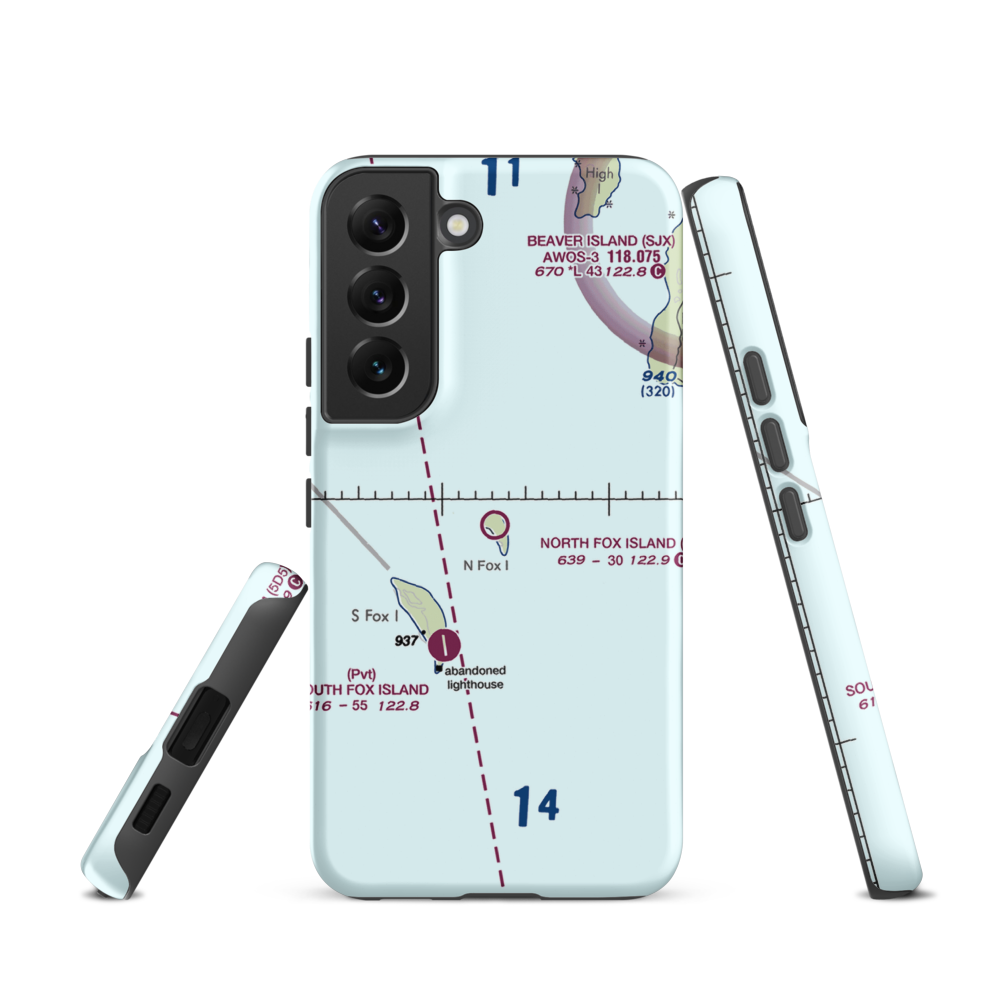 North Fox Island Airport (6Y3) VFR Sectional Samsung Phone Case Samsung Galaxy S22 model shown