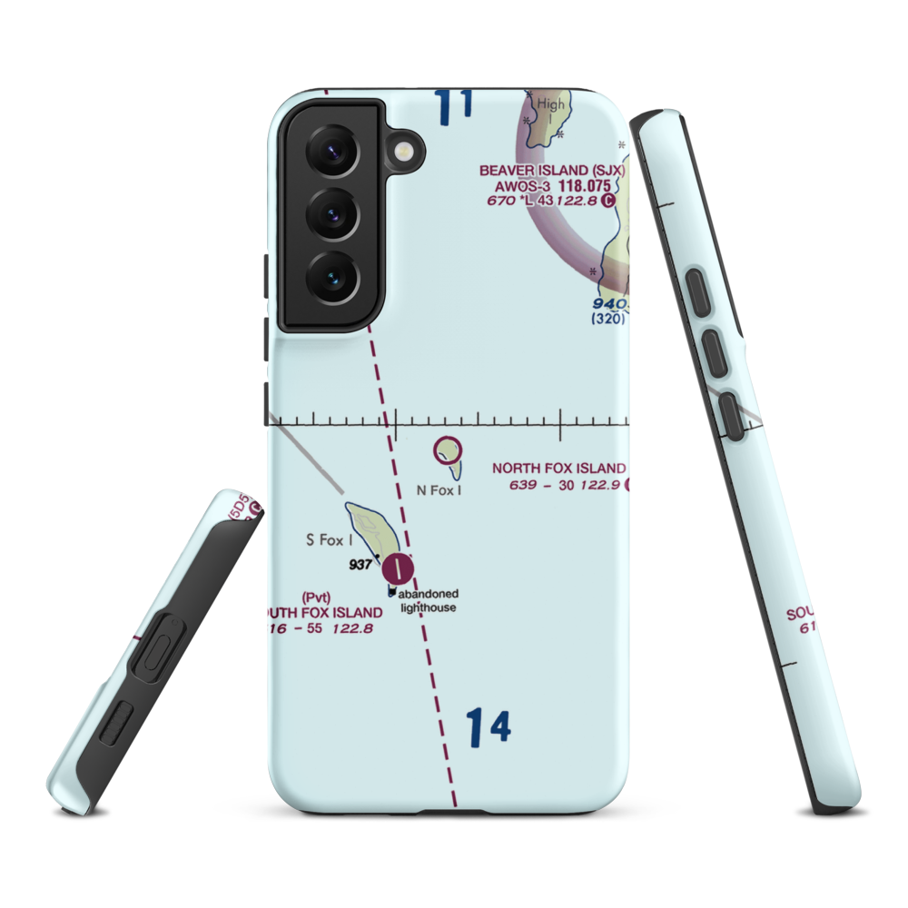 North Fox Island Airport (6Y3) VFR Sectional Samsung Phone Case Samsung Galaxy S22 Plus model shown