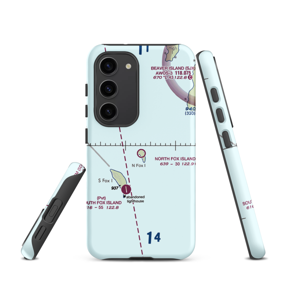 North Fox Island Airport (6Y3) VFR Sectional Samsung Phone Case Samsung Galaxy S23 model shown