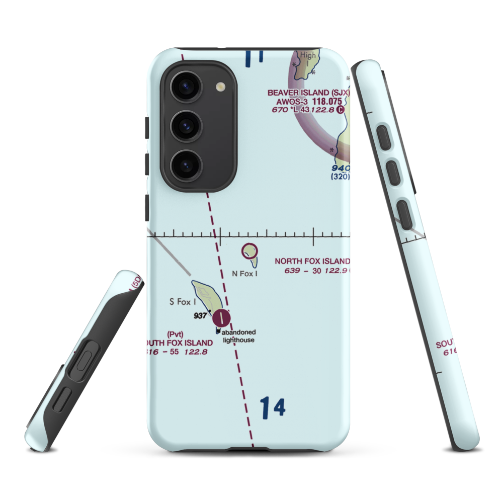 North Fox Island Airport (6Y3) VFR Sectional Samsung Phone Case Samsung Galaxy S23 Plus model shown