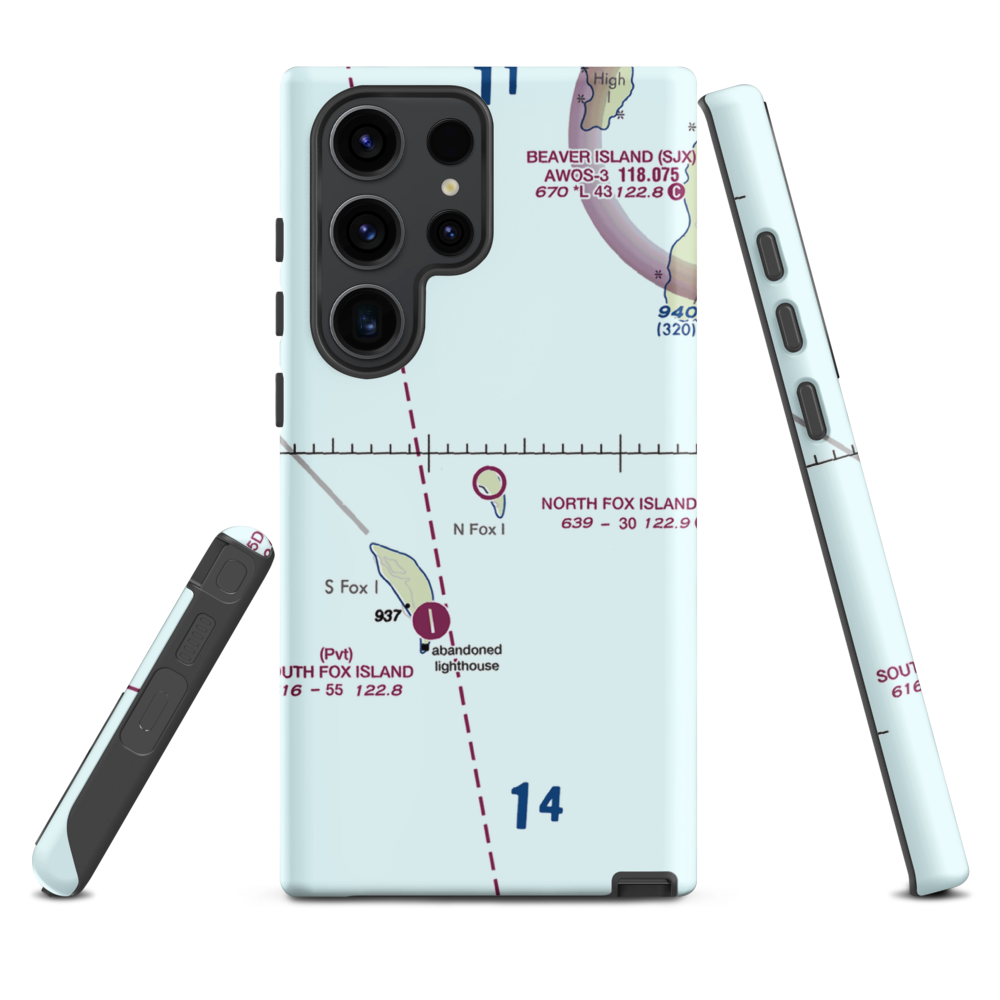 North Fox Island Airport (6Y3) VFR Sectional Samsung Phone Case Samsung Galaxy S23 Ultra model shown