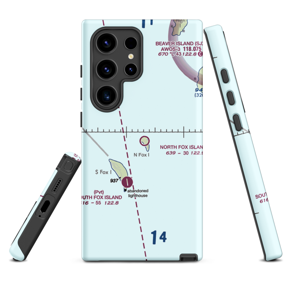 North Fox Island Airport (6Y3) VFR Sectional Samsung Phone Case Samsung Galaxy S24 Ultra model shown