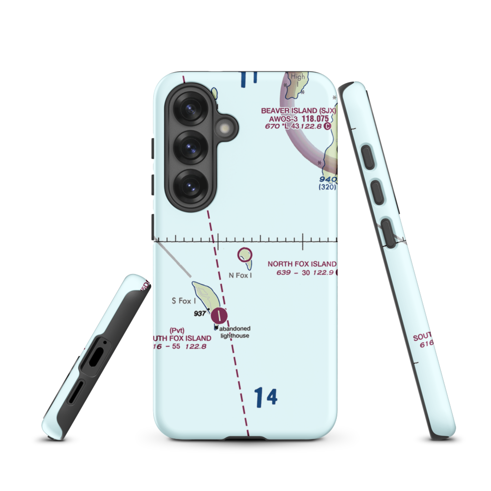North Fox Island Airport (6Y3) VFR Sectional Samsung Phone Case Samsung Galaxy S25 model shown