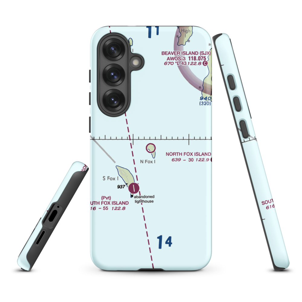 North Fox Island Airport (6Y3) VFR Sectional Samsung Phone Case Samsung Galaxy S25 Plus model shown