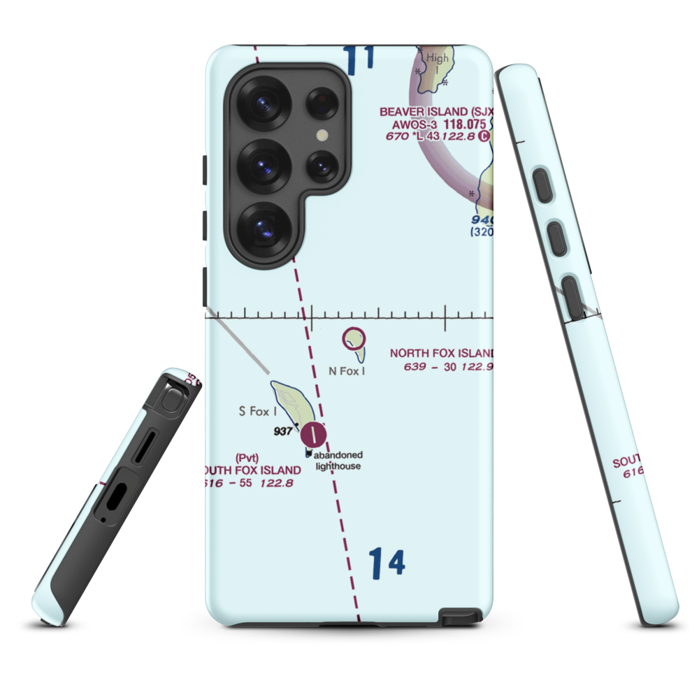 North Fox Island Airport (6Y3) VFR Sectional Samsung Phone Case Samsung Galaxy S25 Ultra model shown
