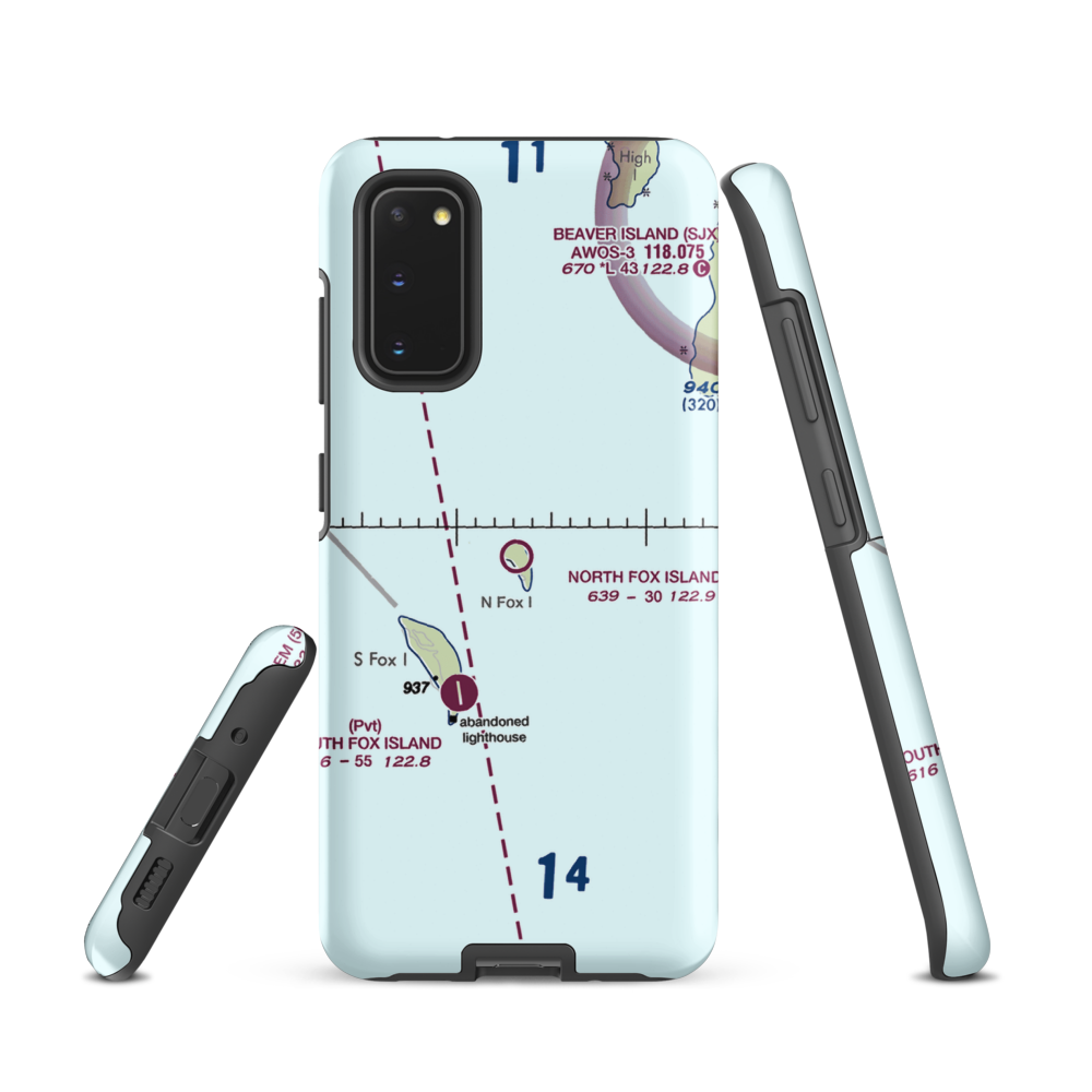 North Fox Island Airport (6Y3) VFR Sectional Samsung Phone Case Samsung Galaxy S20 model shown