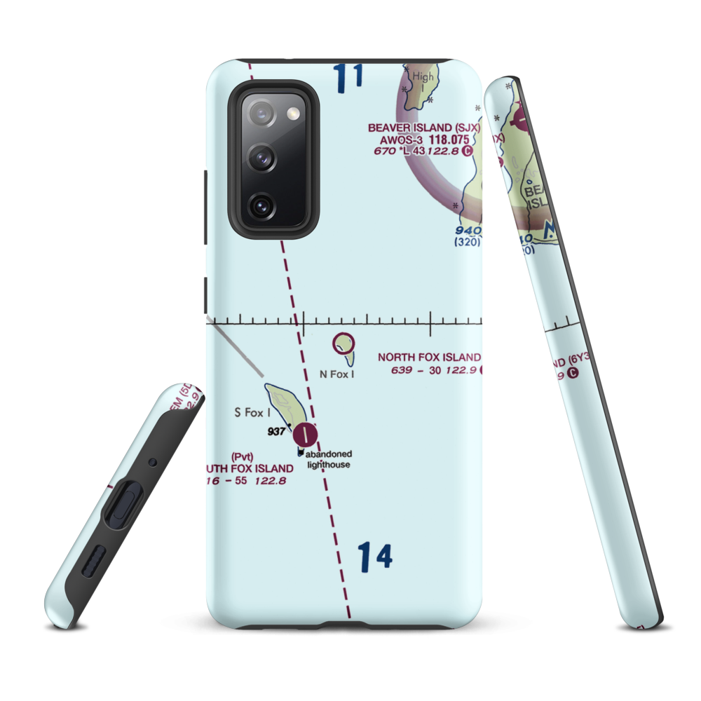North Fox Island Airport (6Y3) VFR Sectional Samsung Phone Case Samsung Galaxy S20 FE model shown