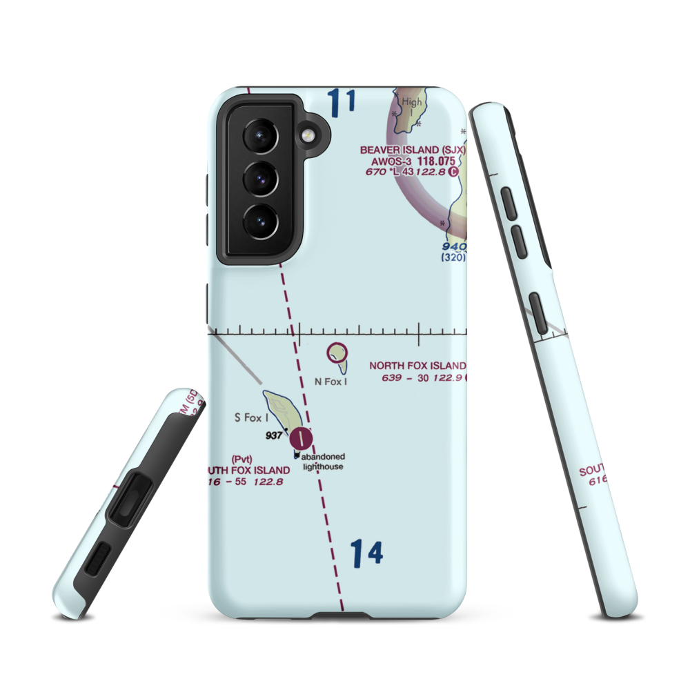 North Fox Island Airport (6Y3) VFR Sectional Samsung Phone Case Samsung Galaxy S21 model shown