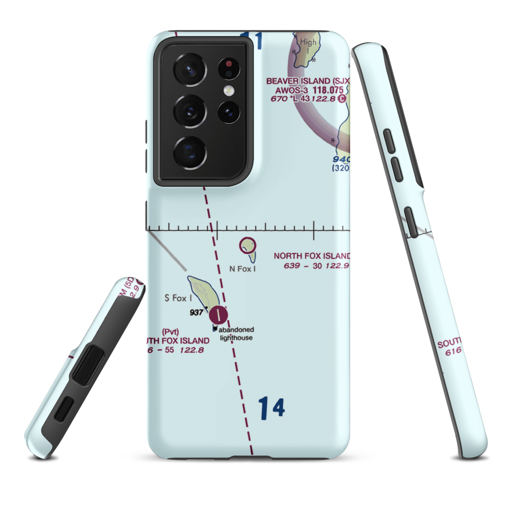 North Fox Island Airport (6Y3) VFR Sectional Samsung Phone Case Samsung Galaxy S21 Ultra model shown
