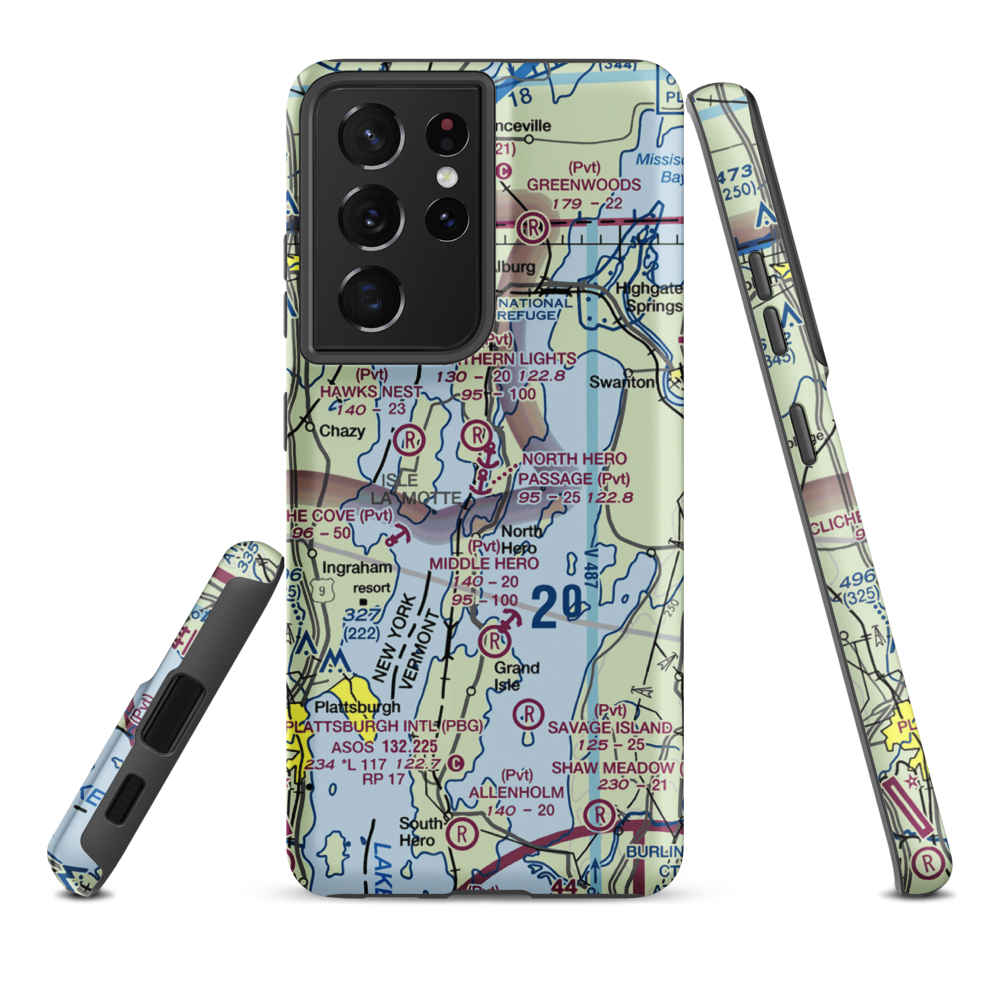 North Hero Passage Seaplane Base (36VT) VFR Sectional Samsung Phone Case Samsung Galaxy S21 Ultra model shown