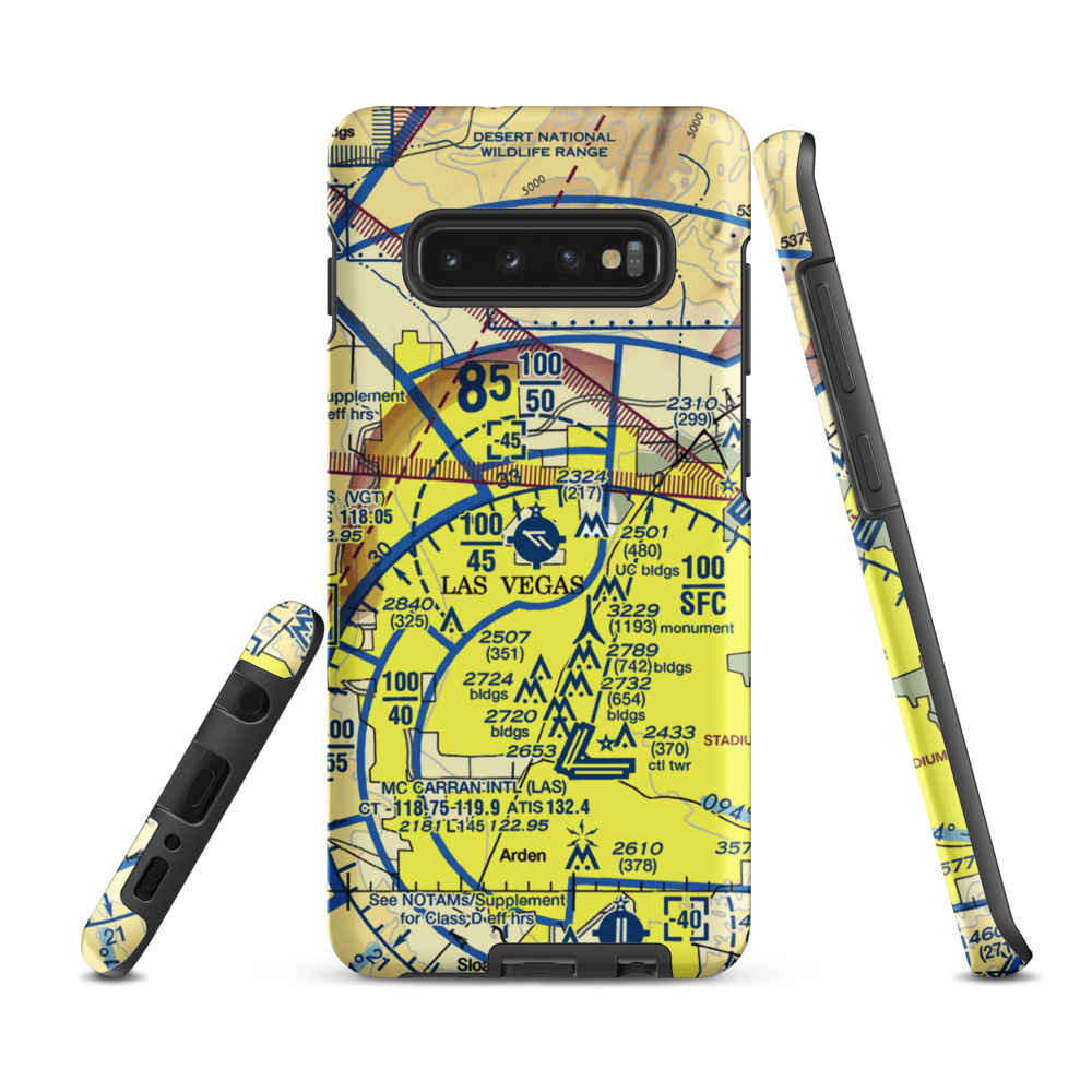 North Las Vegas Airport (VGT) VFR Sectional Samsung Phone Case Samsung Galaxy S10 Plus model shown