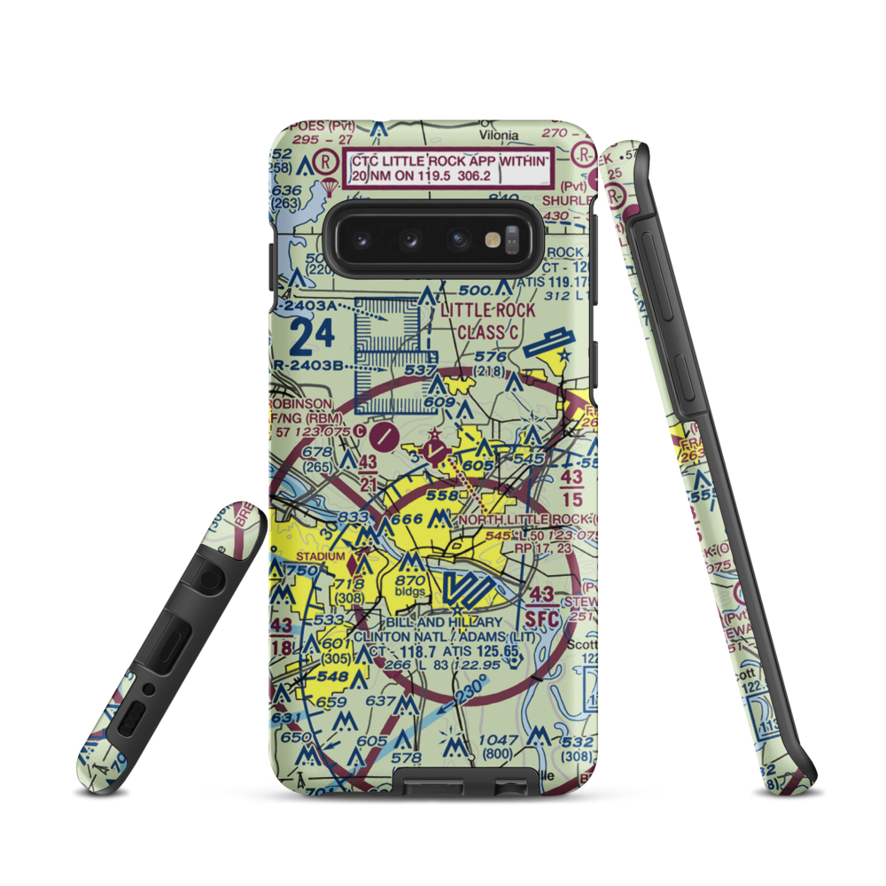 North Little Rock Municipal Airport (ORK) VFR Sectional Samsung Phone Case Samsung Galaxy S10 model shown