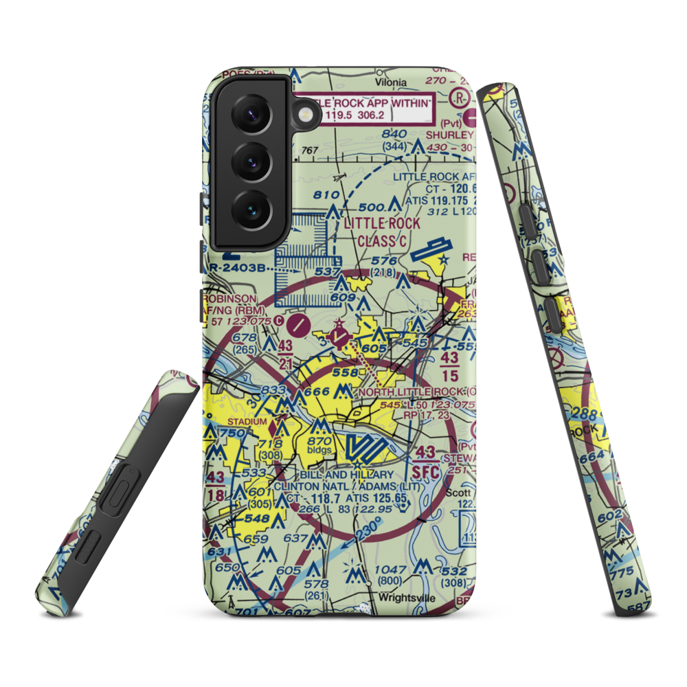 North Little Rock Municipal Airport (ORK) VFR Sectional Samsung Phone Case Samsung Galaxy S22 Plus model shown