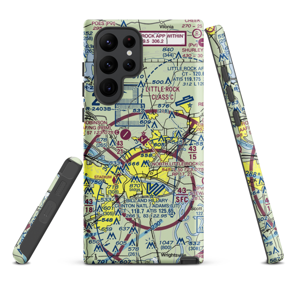 North Little Rock Municipal Airport (ORK) VFR Sectional Samsung Phone Case Samsung Galaxy S22 Ultra model shown