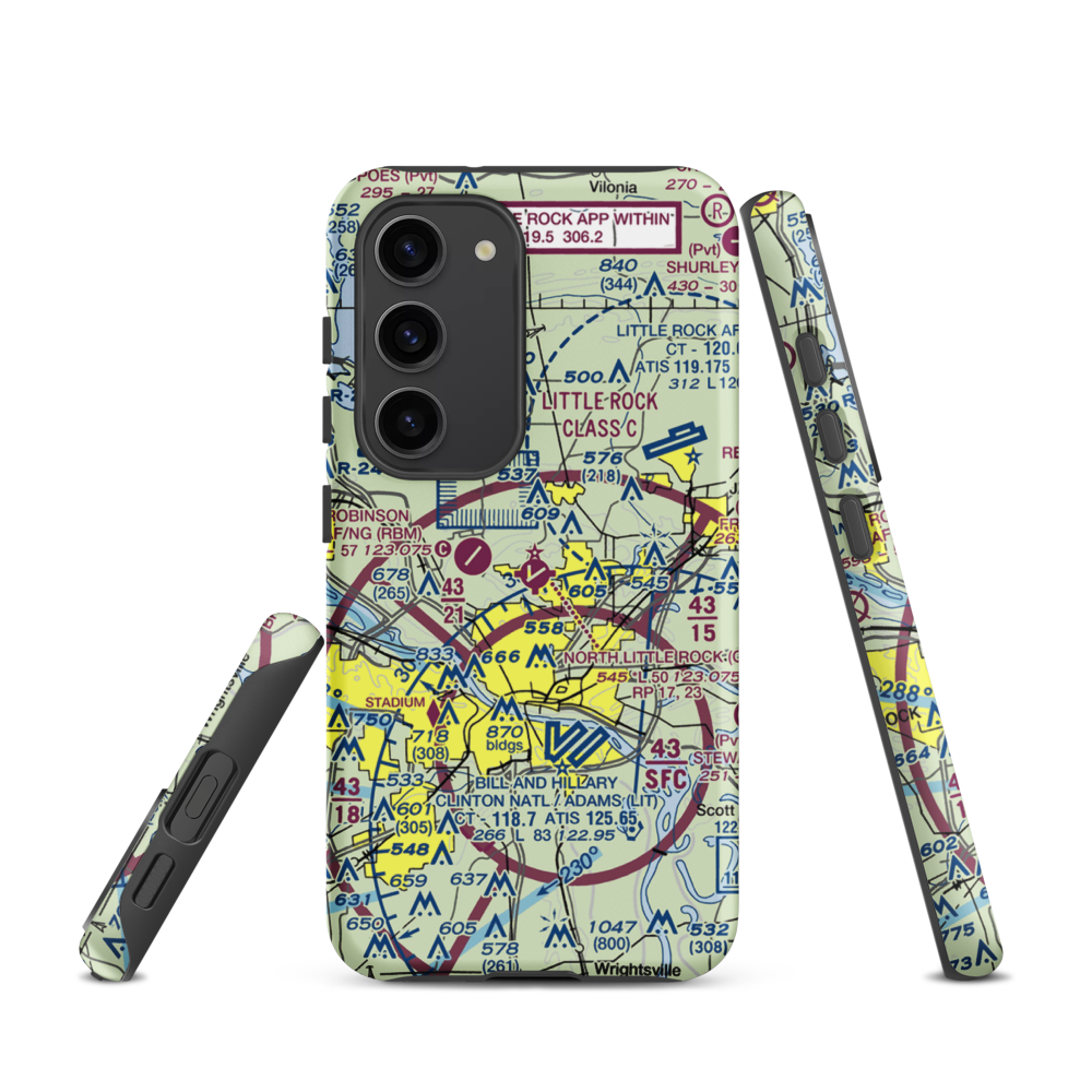 North Little Rock Municipal Airport (ORK) VFR Sectional Samsung Phone Case Samsung Galaxy S23 model shown