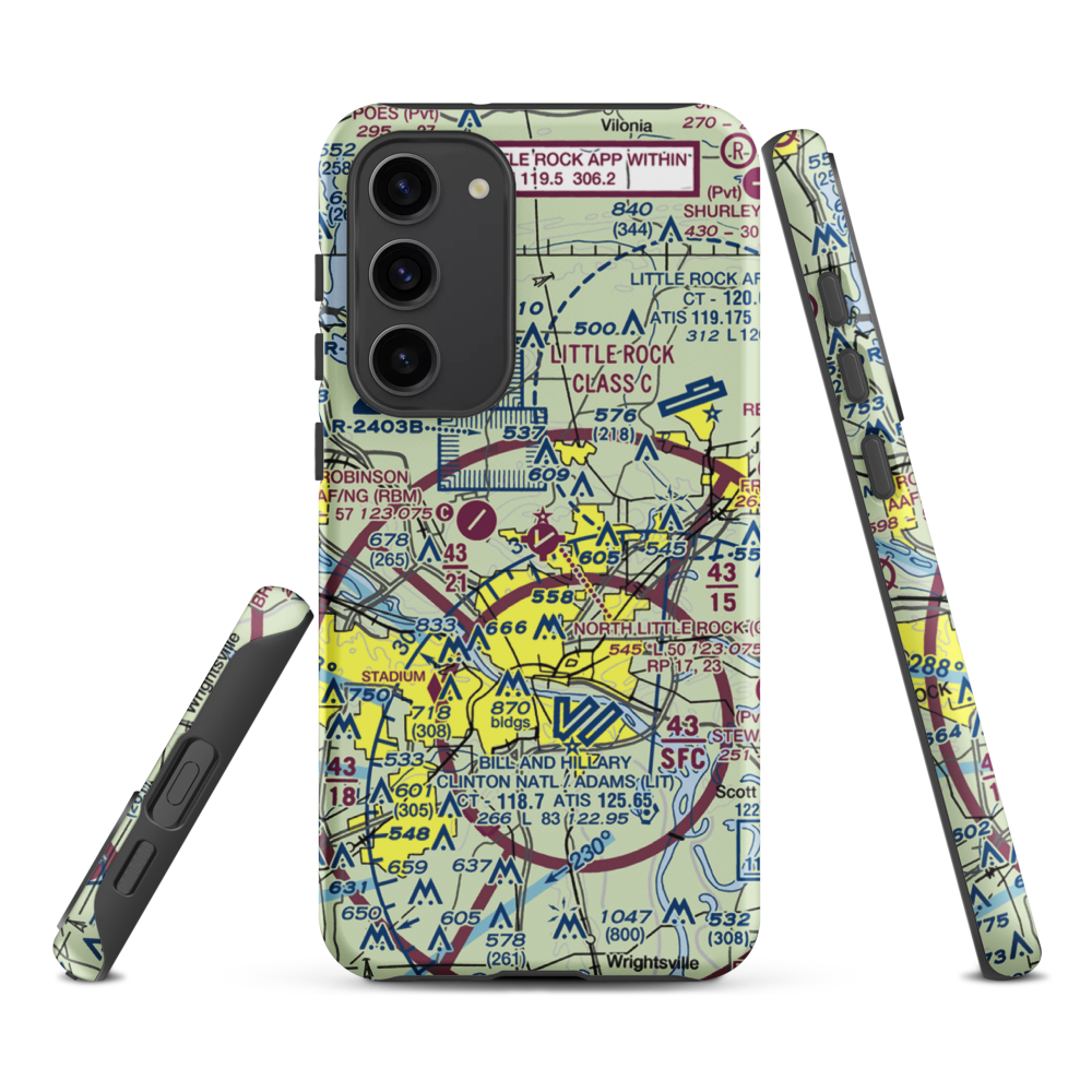 North Little Rock Municipal Airport (ORK) VFR Sectional Samsung Phone Case Samsung Galaxy S23 Plus model shown