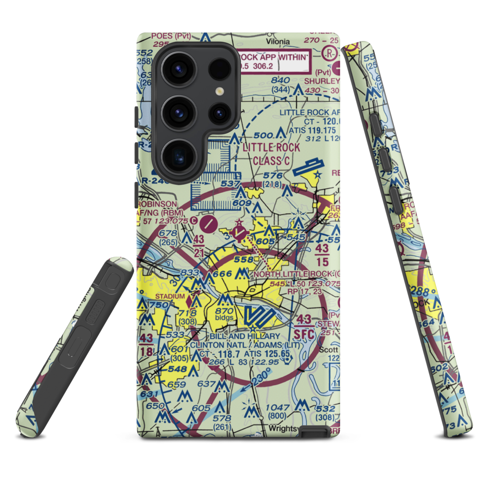North Little Rock Municipal Airport (ORK) VFR Sectional Samsung Phone Case Samsung Galaxy S23 Ultra model shown
