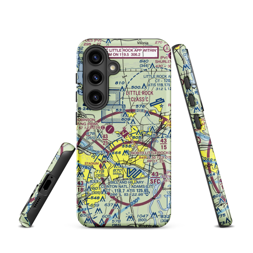 North Little Rock Municipal Airport (ORK) VFR Sectional Samsung Phone Case Samsung Galaxy S24 model shown