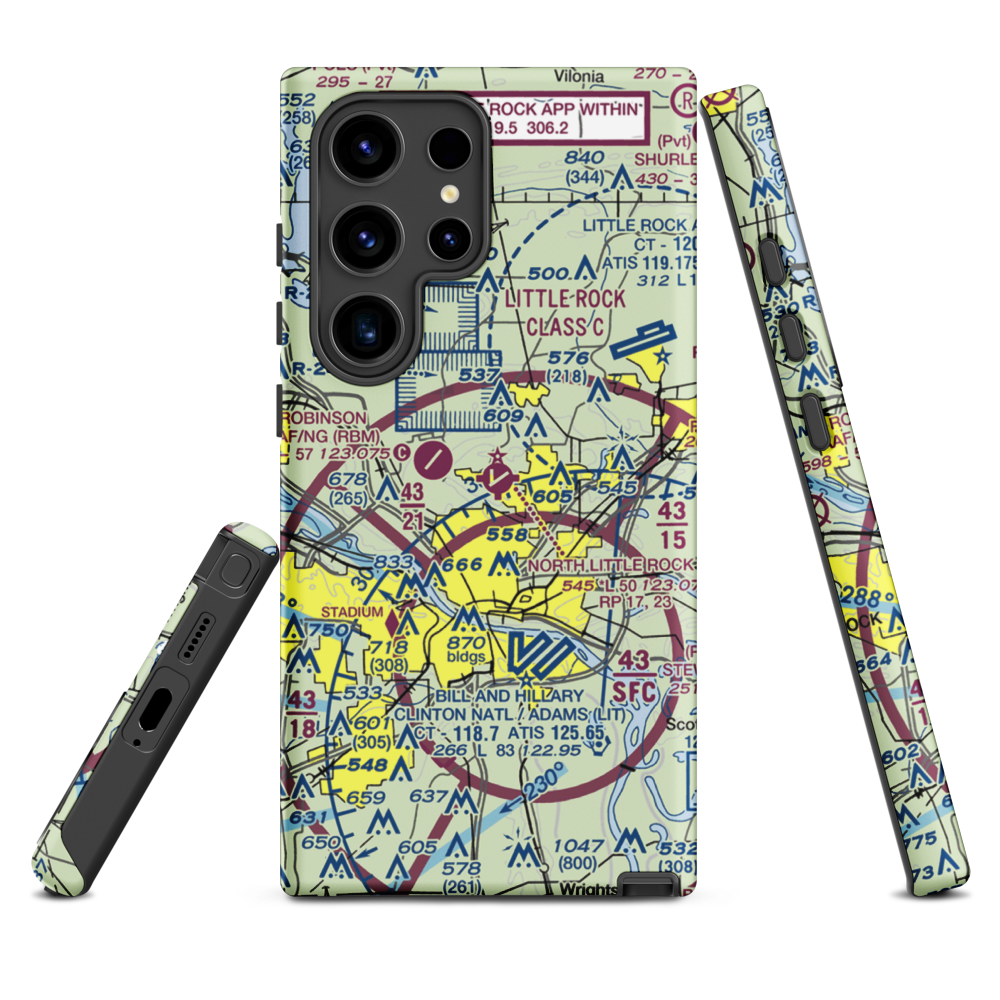 North Little Rock Municipal Airport (ORK) VFR Sectional Samsung Phone Case Samsung Galaxy S24 Ultra model shown