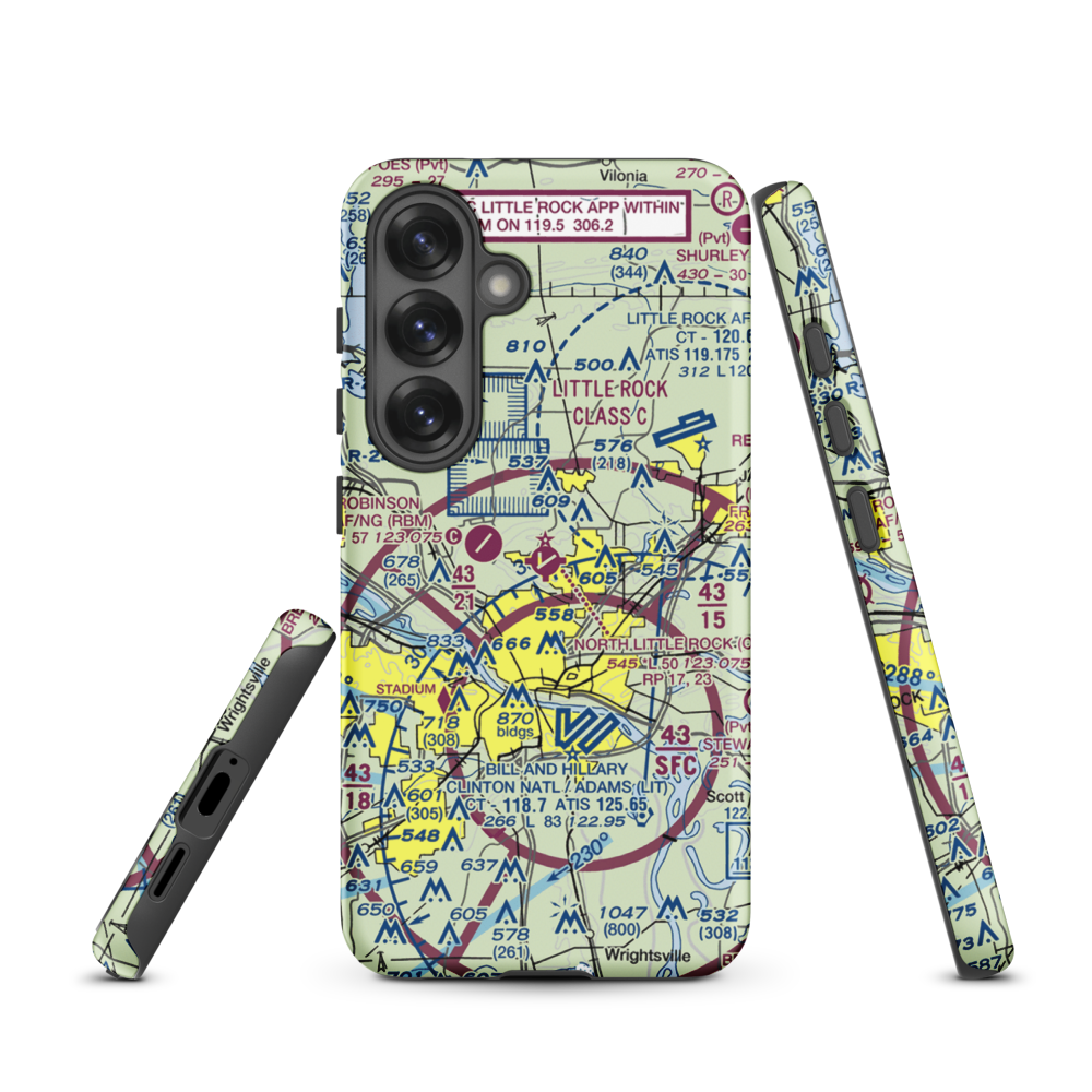 North Little Rock Municipal Airport (ORK) VFR Sectional Samsung Phone Case Samsung Galaxy S25 model shown