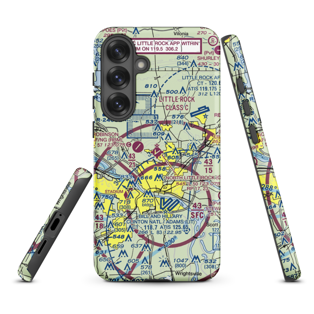 North Little Rock Municipal Airport (ORK) VFR Sectional Samsung Phone Case Samsung Galaxy S25 Plus model shown