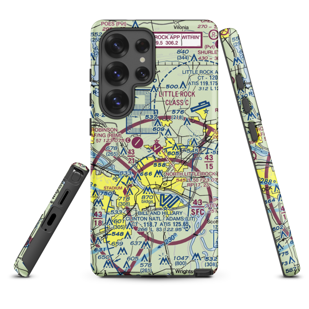 North Little Rock Municipal Airport (ORK) VFR Sectional Samsung Phone Case Samsung Galaxy S25 Ultra model shown