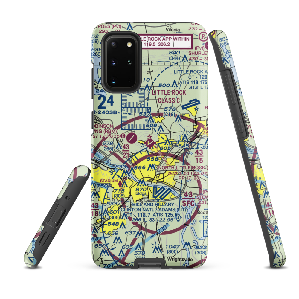 North Little Rock Municipal Airport (ORK) VFR Sectional Samsung Phone Case Samsung Galaxy S20 Plus model shown