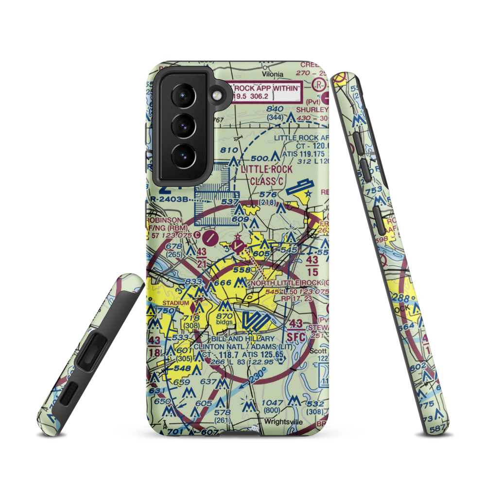 North Little Rock Municipal Airport (ORK) VFR Sectional Samsung Phone Case Samsung Galaxy S21 model shown