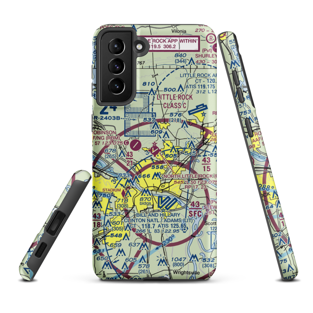 North Little Rock Municipal Airport (ORK) VFR Sectional Samsung Phone Case Samsung Galaxy S21 Plus model shown