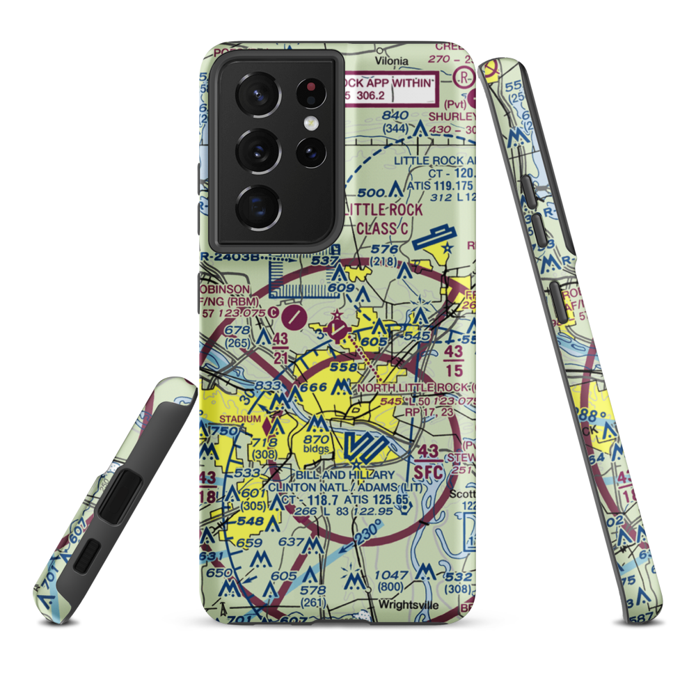 North Little Rock Municipal Airport (ORK) VFR Sectional Samsung Phone Case Samsung Galaxy S21 Ultra model shown