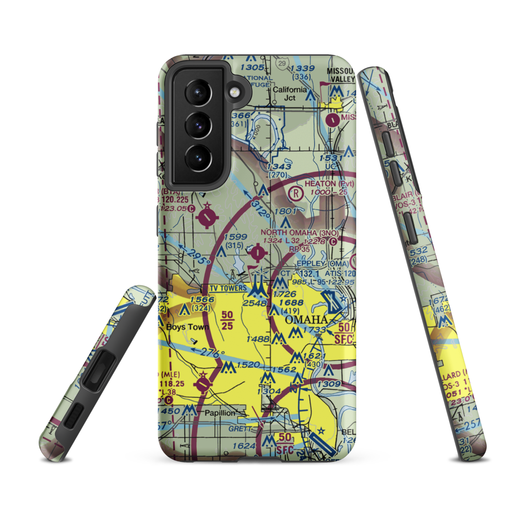 North Omaha Airport (3NO) VFR Sectional Samsung Phone Case Samsung Galaxy S21 FE model shown