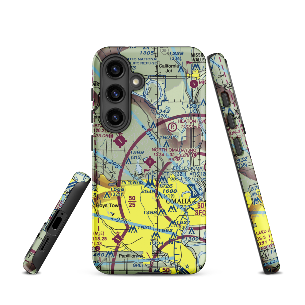 North Omaha Airport (3NO) VFR Sectional Samsung Phone Case Samsung Galaxy S24 model shown