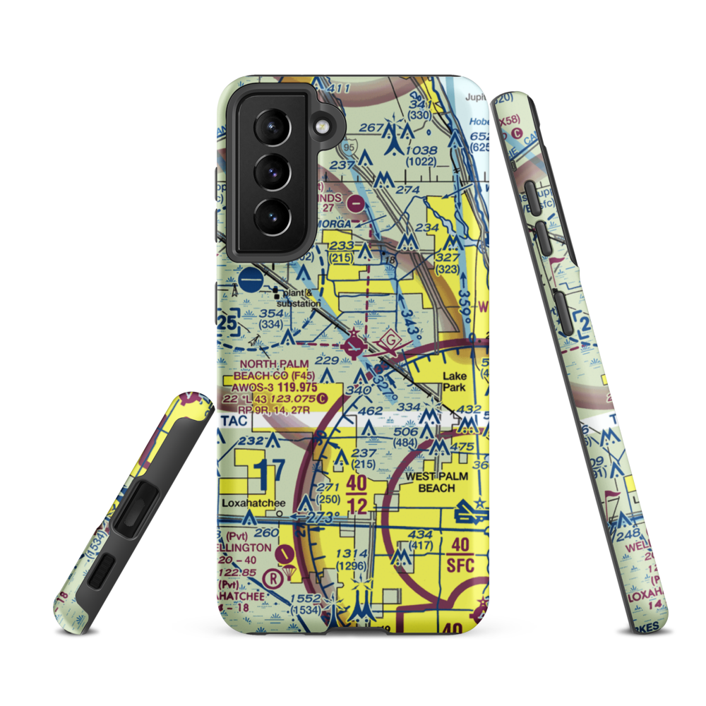 North Palm Beach County General Aviation Airport (F45) VFR Sectional Samsung Phone Case Samsung Galaxy S21 FE model shown