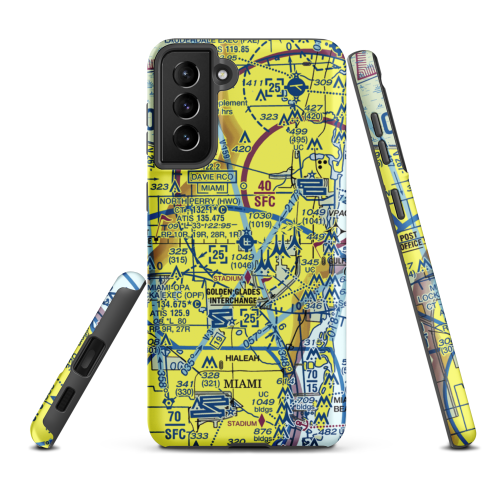 North Perry Airport (HWO) VFR Sectional Samsung Phone Case Samsung Galaxy S21 Plus model shown