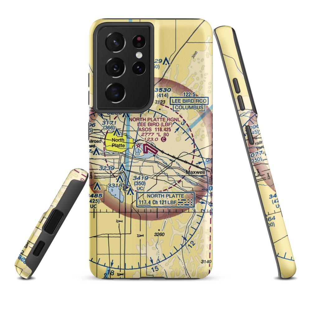 North Platte Regional Airport Lee Bird Field (LBF) VFR Sectional Samsung Phone Case Samsung Galaxy S21 Ultra model shown