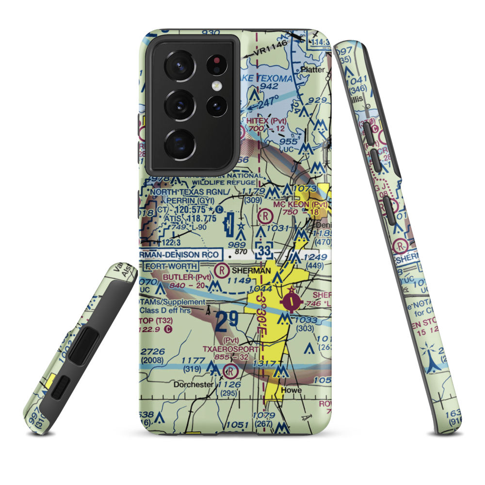 North Texas Regional Airport/Perrin Field (GYI) VFR Sectional Samsung Phone Case Samsung Galaxy S21 Ultra model shown