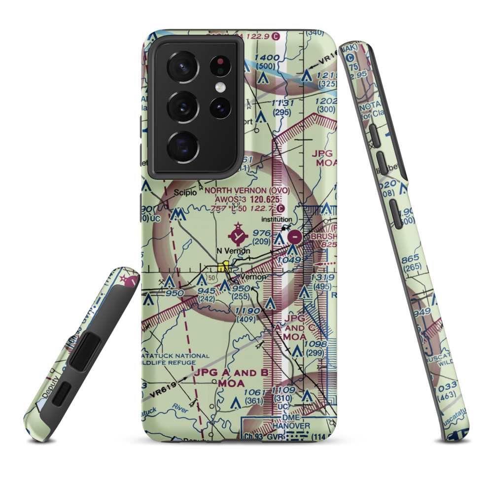 North Vernon Airport (OVO) VFR Sectional Samsung Phone Case Samsung Galaxy S21 Ultra model shown