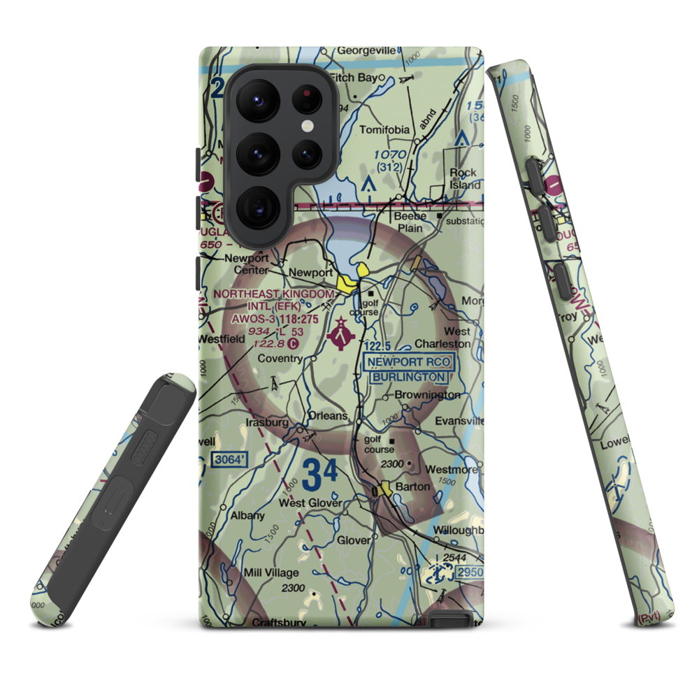Northeast Kingdom International Airport (EFK) VFR Sectional Samsung Phone Case Samsung Galaxy S22 Ultra model shown