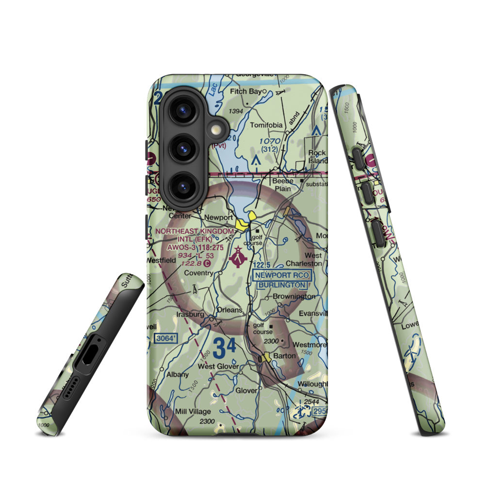 Northeast Kingdom International Airport (EFK) VFR Sectional Samsung Phone Case Samsung Galaxy S24 model shown