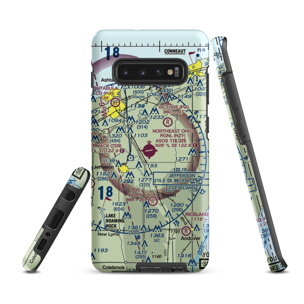 Northeast Ohio Regional Airport (HZY) VFR Sectional Samsung Phone Case Samsung Galaxy S10 Plus model shown