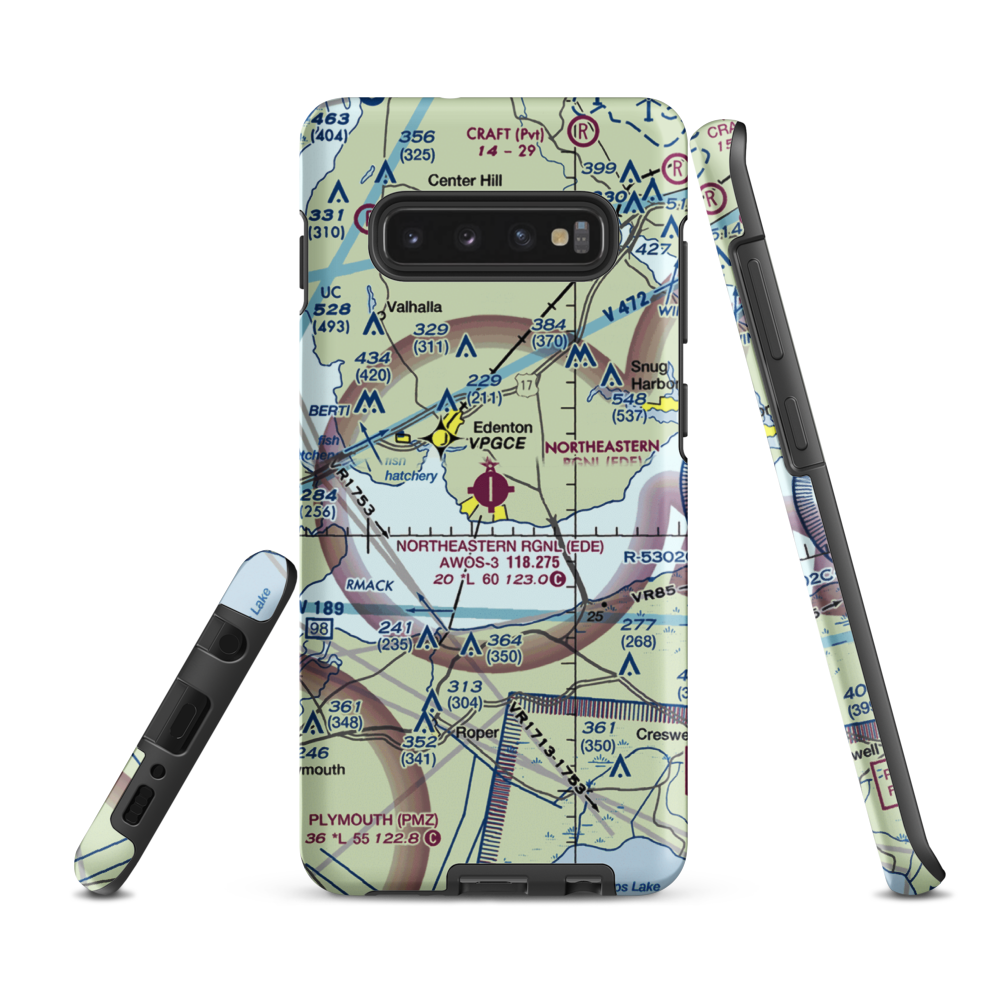 Northeastern Regional Airport (EDE) VFR Sectional Samsung Phone Case Samsung Galaxy S10 Plus model shown