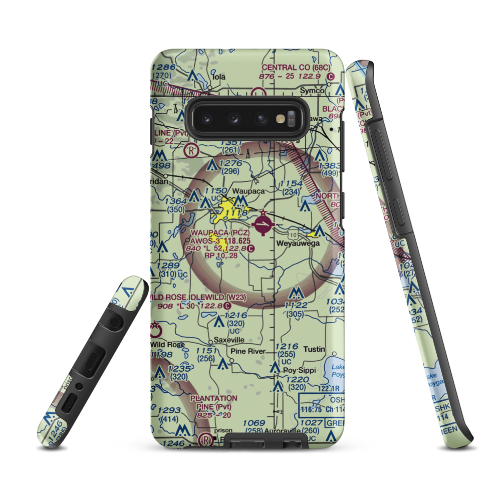 Northern Lite Airport (00WI) VFR Sectional Samsung Phone Case Samsung Galaxy S10e model shown