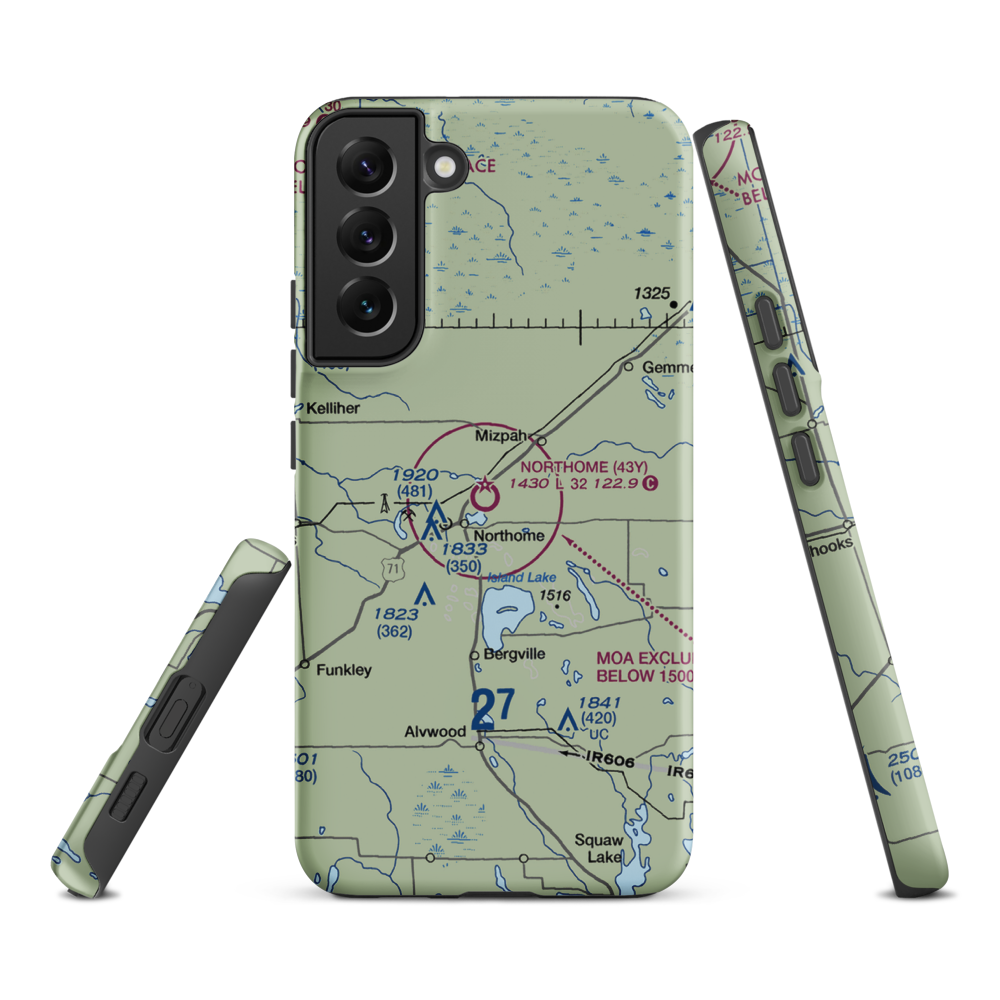 Northome Municipal Airport (43Y) VFR Sectional Samsung Phone Case Samsung Galaxy S22 Plus model shown