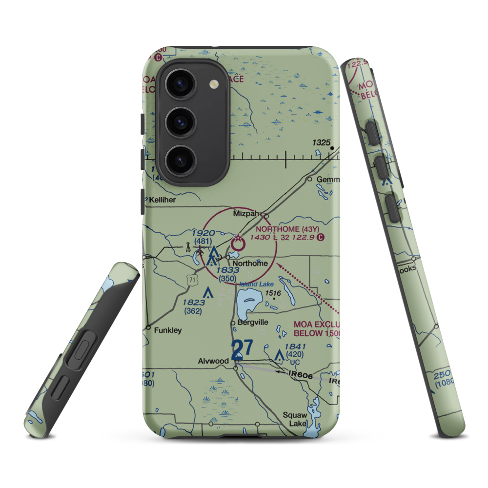 Northome Municipal Airport (43Y) VFR Sectional Samsung Phone Case Samsung Galaxy S23 Plus model shown