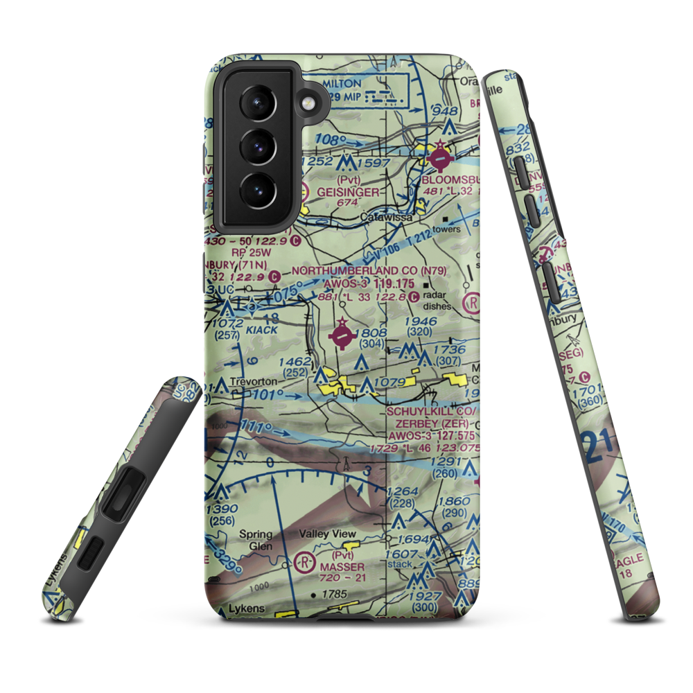 Northumberland County Airport (N79) VFR Sectional Samsung Phone Case Samsung Galaxy S21 Plus model shown