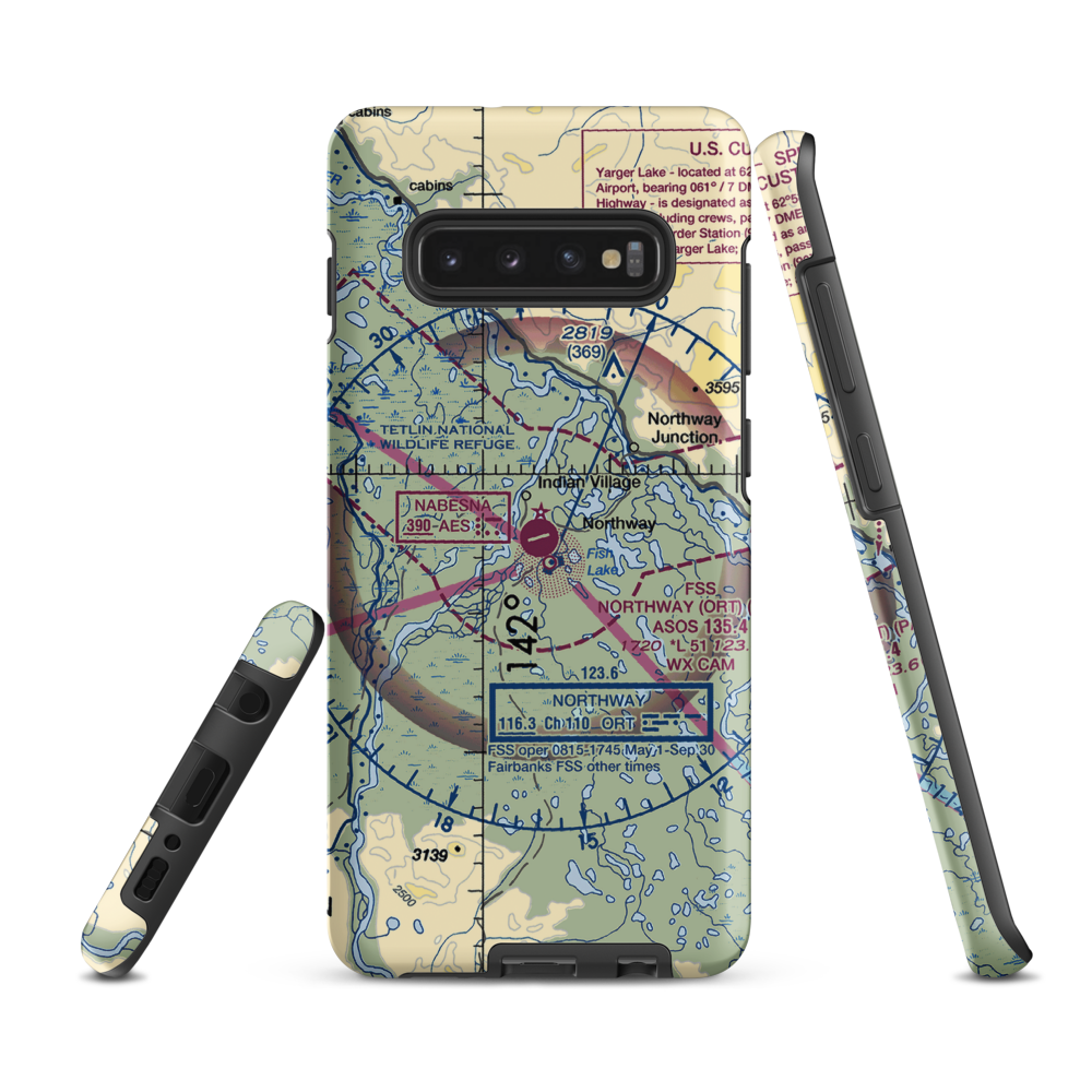 Northway Airport (ORT) VFR Sectional Samsung Phone Case Samsung Galaxy S10 Plus model shown