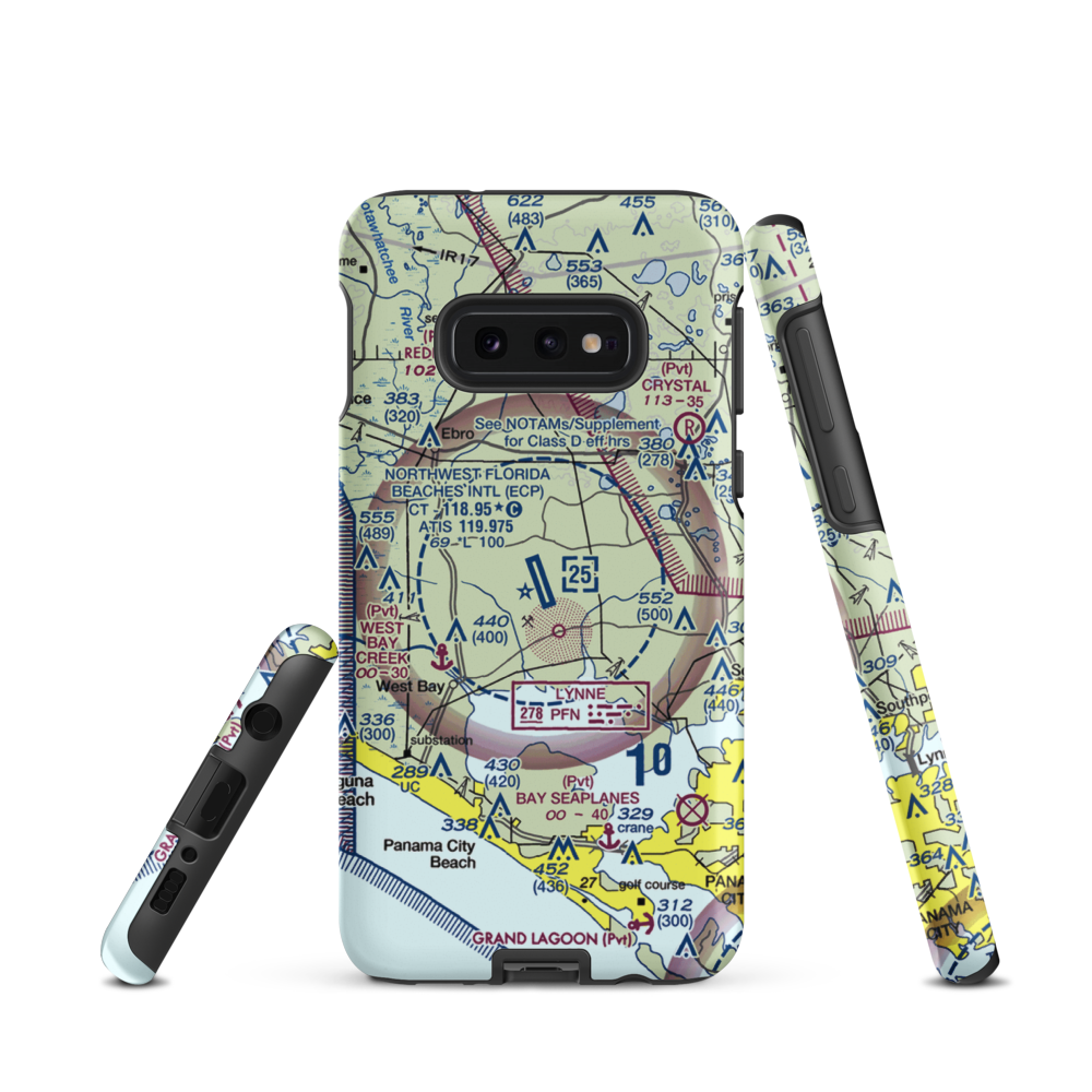 Northwest Florida Beaches International Airport (ECP) VFR Sectional Samsung Phone Case Samsung Galaxy S10 Plus model shown