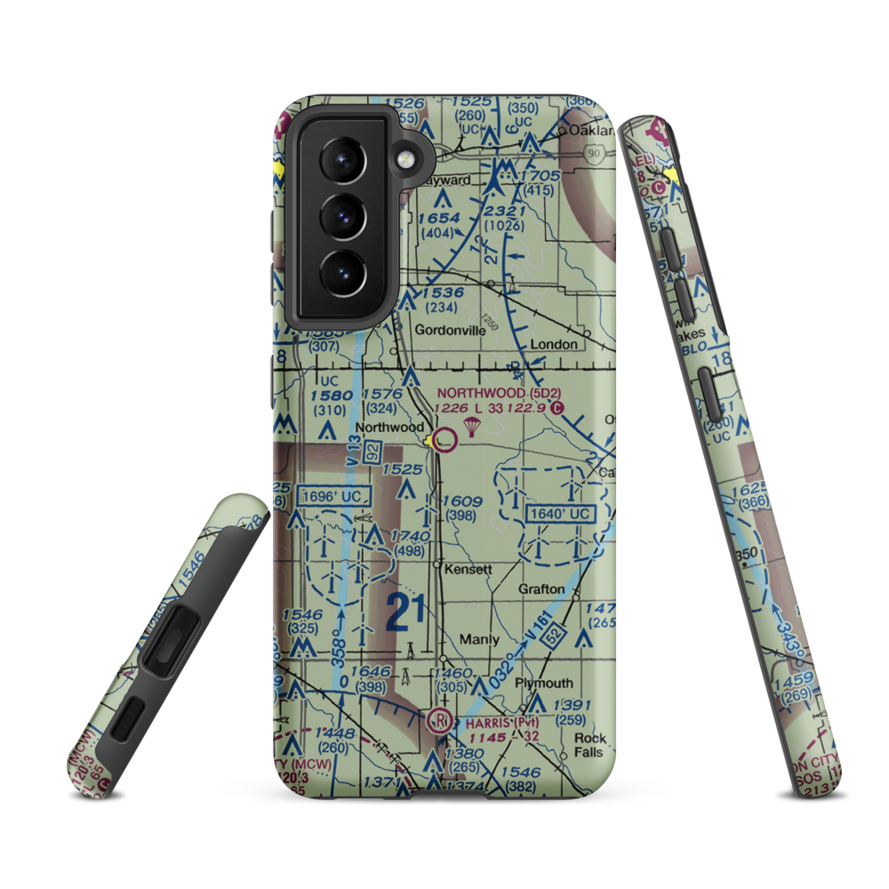 Northwood Municipal Airport (5D2) VFR Sectional Samsung Phone Case Samsung Galaxy S21 FE model shown